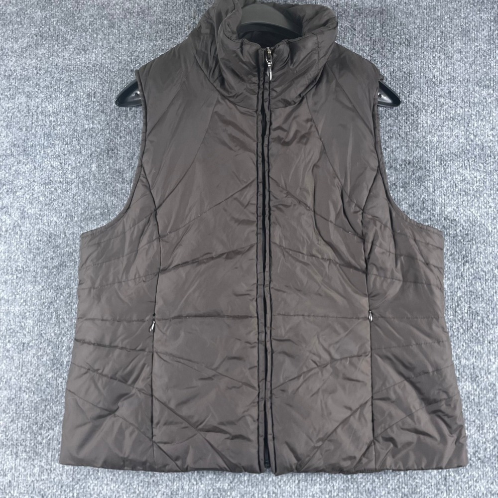 Kenneth Cole Reaction Vest Womens XL Brown Puffer Down Fill Quilted Warm Winter